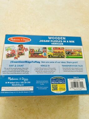 Melissa & Doug Wooden Vehicles Jigsaw Puzzles in Blue and Red
